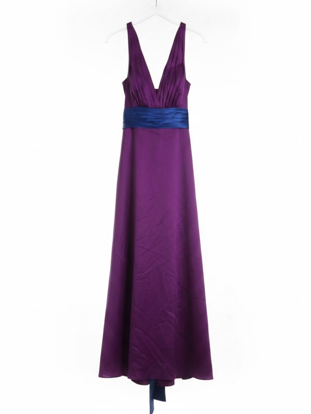 DaVinci Bridesmaid Dress Size 16 Purple Blue Ruched Halter Formal Evening Gown